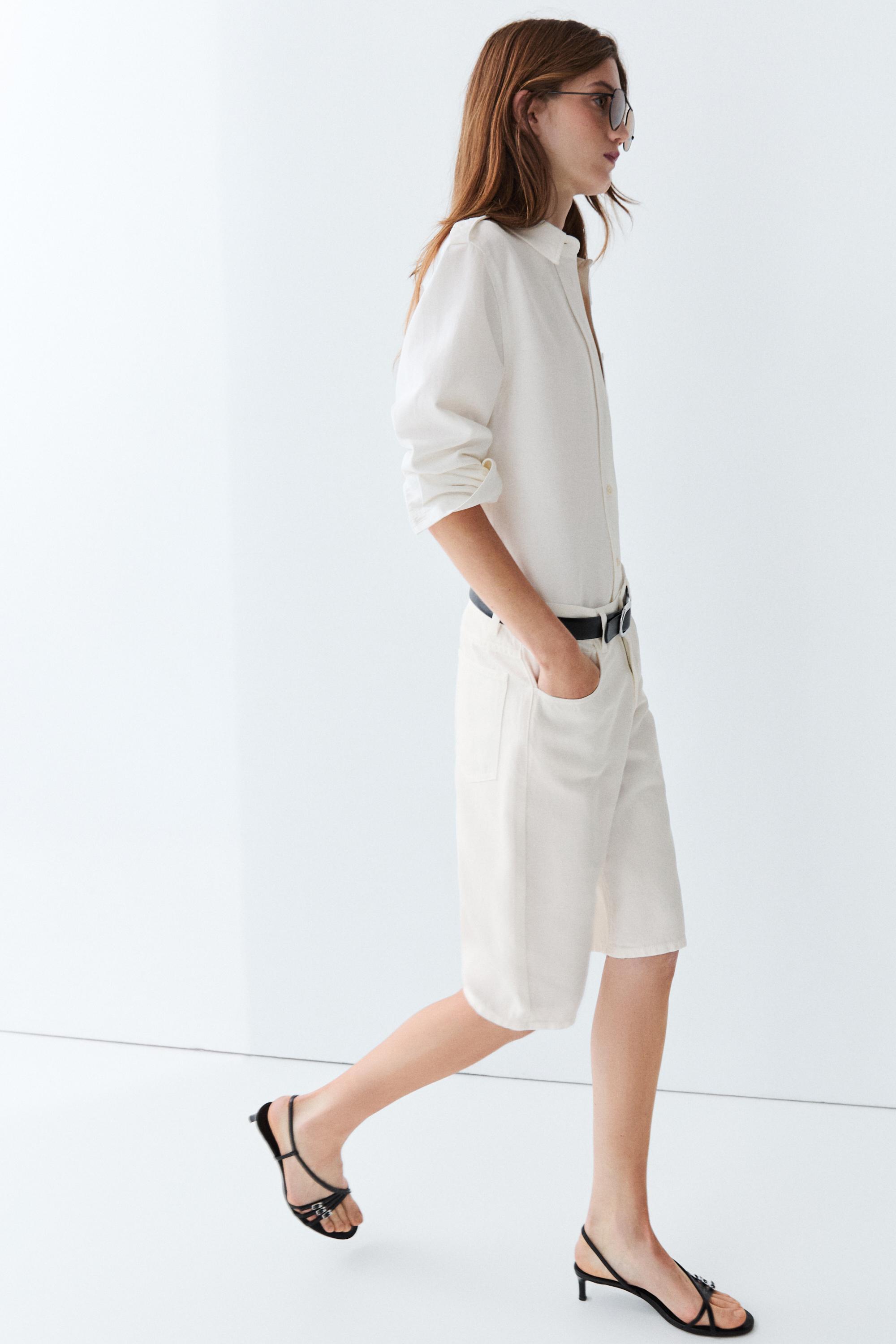 Cotton and linen blend Bermuda shorts